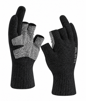 Palmyth Wool Fishing Gloves 3-Cut Fingerless for Men and Women Cold Weather FG06