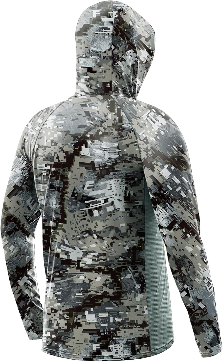 Palmyth Hunting Hoodie with Mask for Men Long Sleeve Sun Protection UV UPF 50+ Camo Fishing Shirts