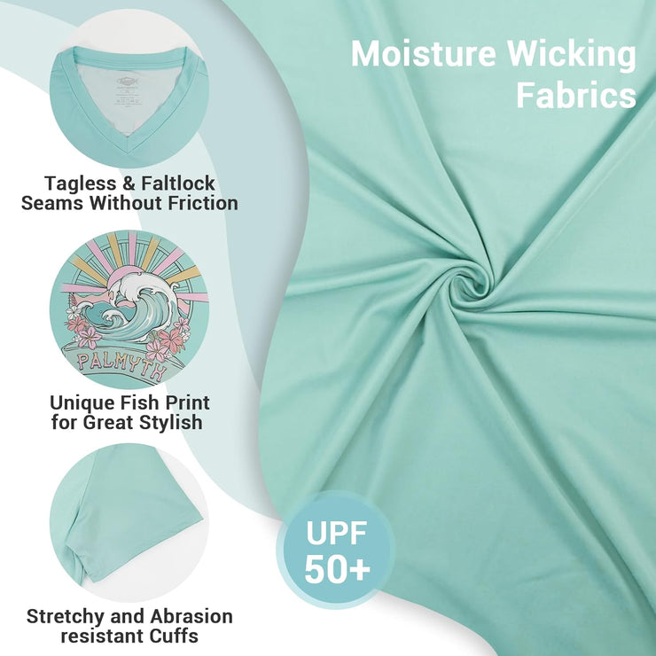 Palmyth Fishing Shirts for Women UPF 50+ Sun Protection Short Sleeve Lightweight Quick-Dry T-Shirt