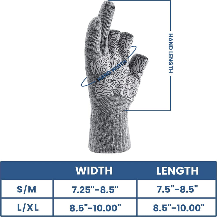 Wool Fishing Gloves 3-Cut Fingers Warm for Men and Women