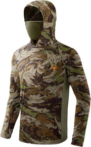 Palmyth Hunting Hoodie with Mask for Men Long Sleeve Sun Protection UV UPF 50+ Camo Fishing Shirts