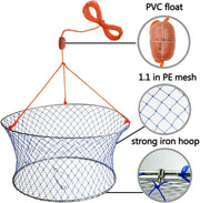 Palmyth Wire Grid Bottom Crab Nets Two Ring Crab Kit with Harness and Bait Clip 24” X 20” X 12”  FN01