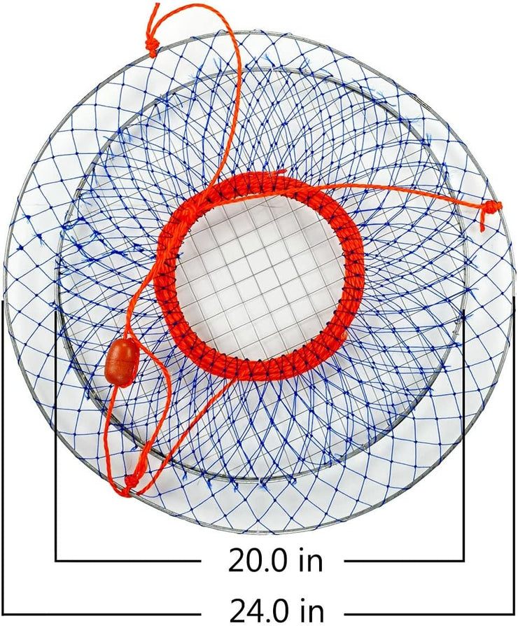 Palmyth Wire Grid Bottom Crab Nets Two Ring Crab Kit with Harness and Bait Clip 24” X 20” X 12”  FN01