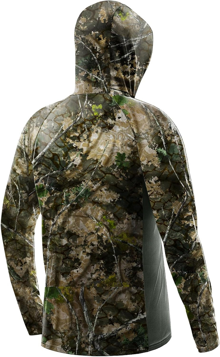 Palmyth Hunting Hoodie with Mask for Men Long Sleeve Sun Protection UV UPF 50+ Camo Fishing Shirts
