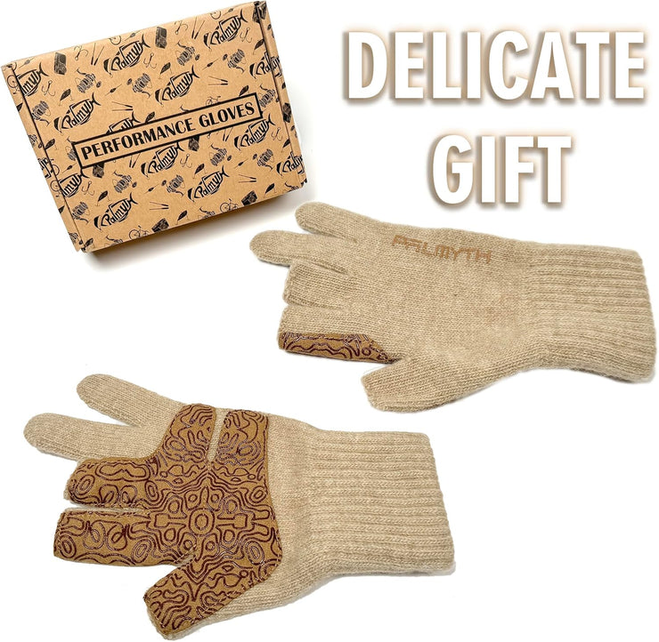 Wool Fishing Gloves 3-Cut Fingers Warm for Men and Women