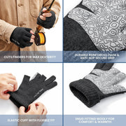 Wool Fishing Gloves 3-Cut Fingers Warm for Men and Women