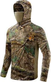 Palmyth Hunting Hoodie with Mask for Men Long Sleeve Sun Protection UV UPF 50+ Camo Fishing Shirts