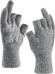Wool Fishing Gloves 3-Cut Fingers Warm for Men and Women