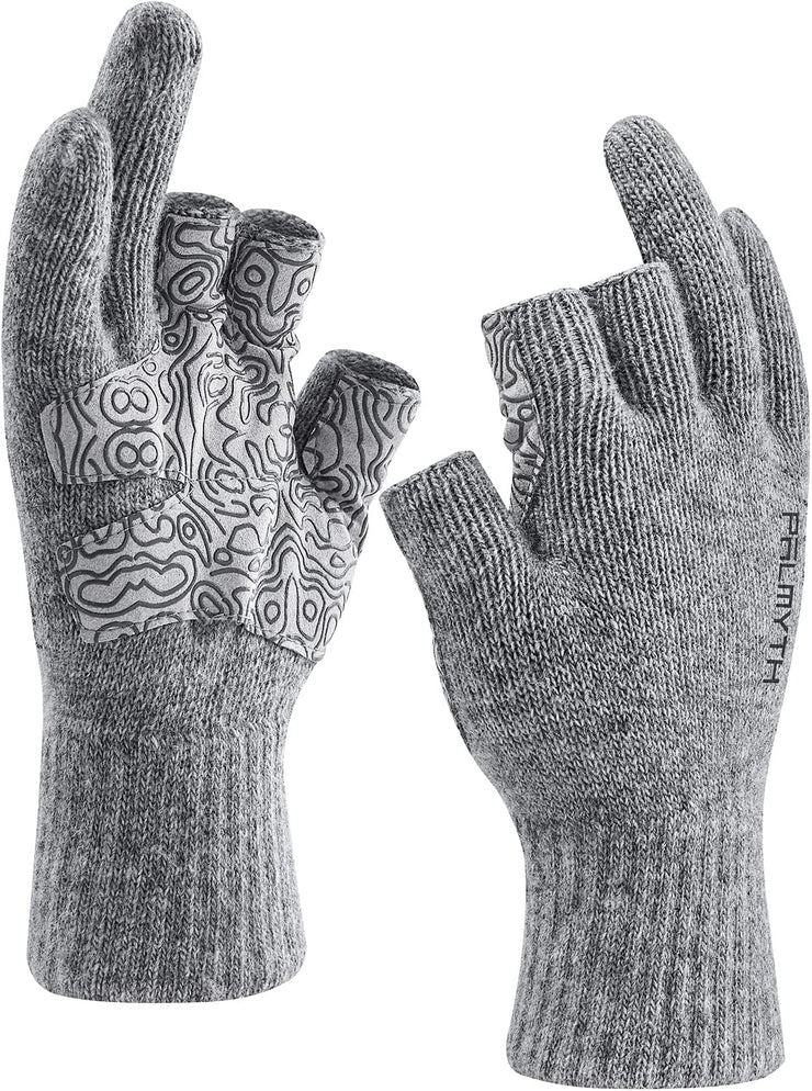Wool Fishing Gloves 3-Cut Fingers Warm for Men and Women
