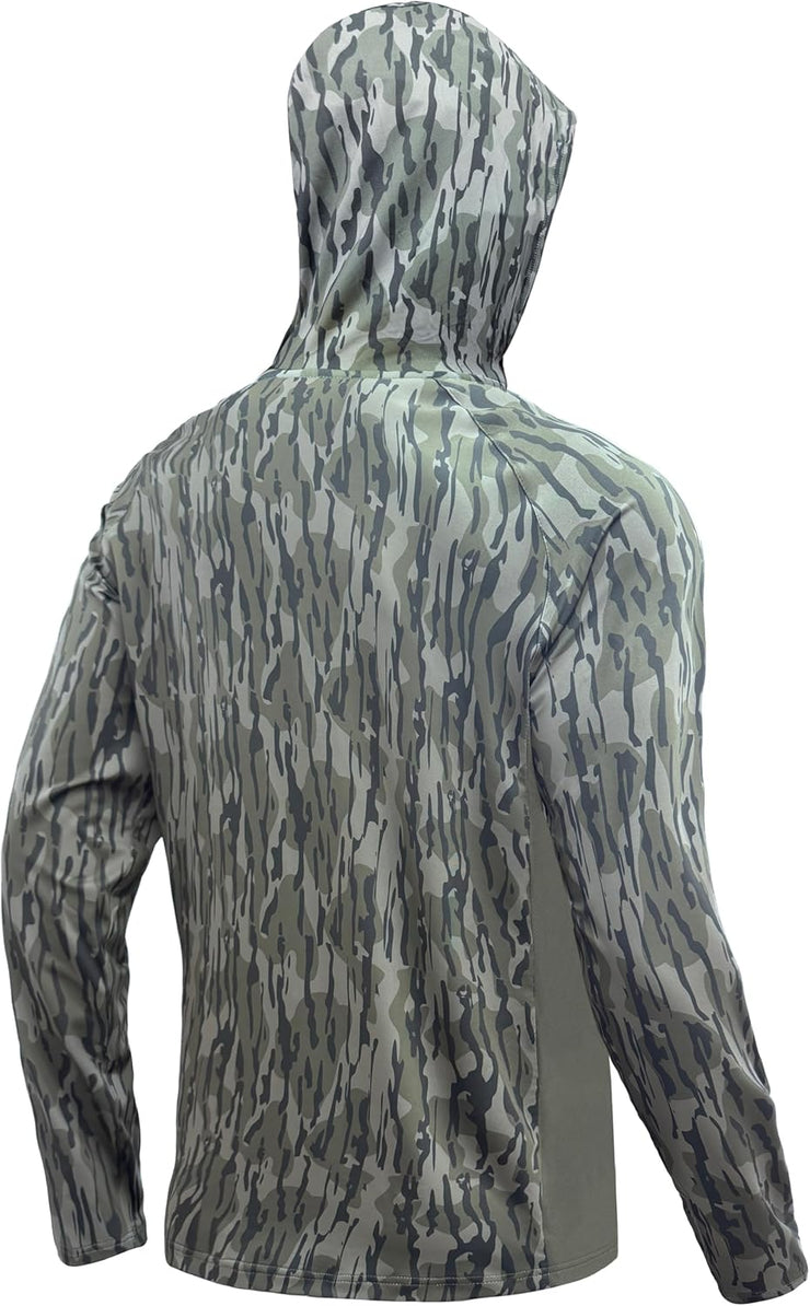 Palmyth Hunting Hoodie with Mask for Men Long Sleeve Sun Protection UV UPF 50+ Camo Fishing Shirts