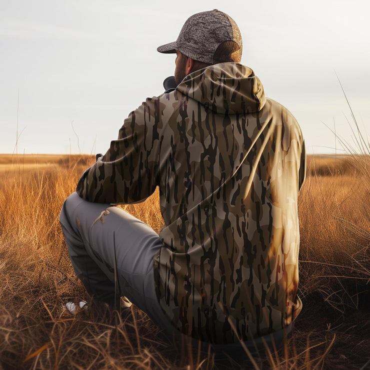 Palmyth Hunting Hoodie with Mask for Men Long Sleeve Sun Protection UV UPF 50+ Camo Fishing Shirts