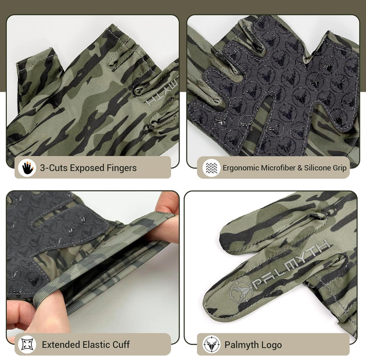 Palmyth Mens Hunting Gloves Lightweight Fingerless Camo Glove Outdoor Marsh Fog