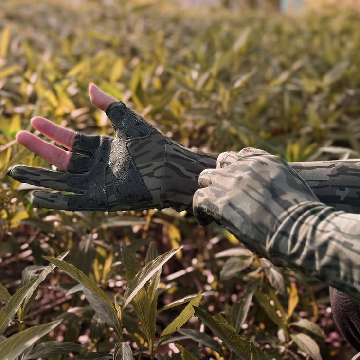 Palmyth Mens Hunting Gloves Lightweight Fingerless Camo Glove Outdoor Marsh Fog