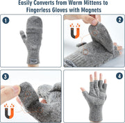 Convertible Wool Gloves for Men Women FG08