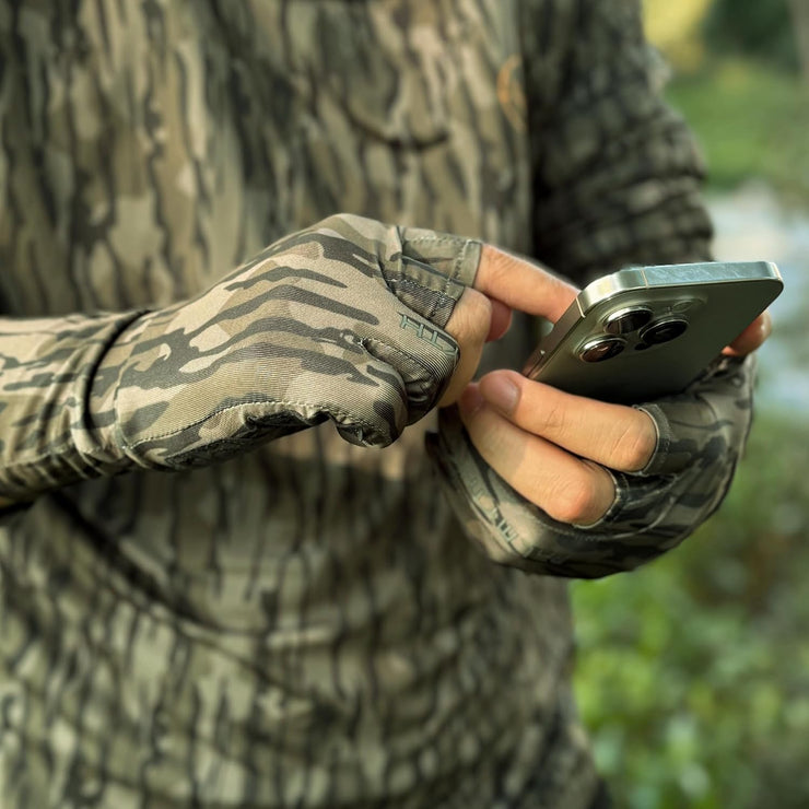 Palmyth Mens Hunting Gloves Lightweight Fingerless Camo Glove Outdoor Marsh Fog