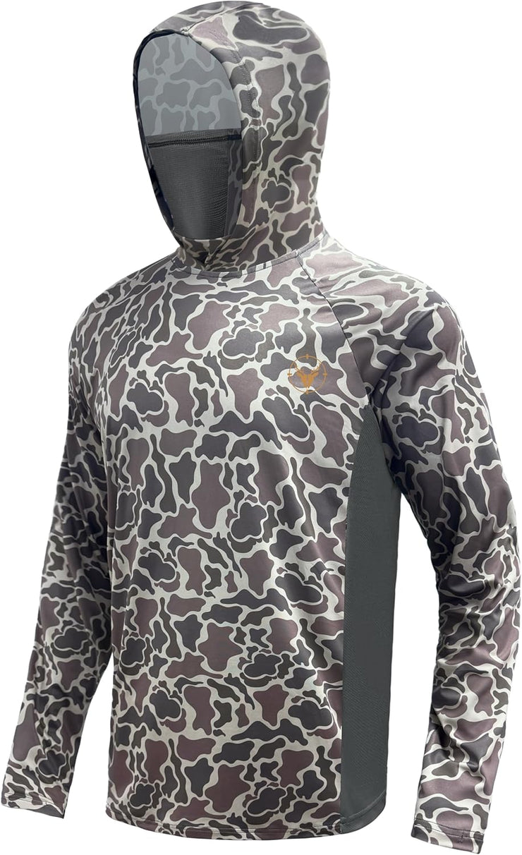 Palmyth Hunting Hoodie with Mask for Men Long Sleeve Sun Protection UV UPF 50+ Camo Fishing Shirts