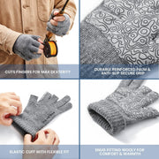 Wool Fishing Gloves 3-Cut Fingers Warm for Men and Women