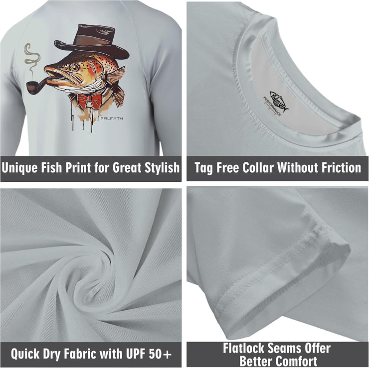 Palmyth Fishing Shirts for Men Long Sleeve UPF 50+ T Shirt Sun Protection Tee FS04