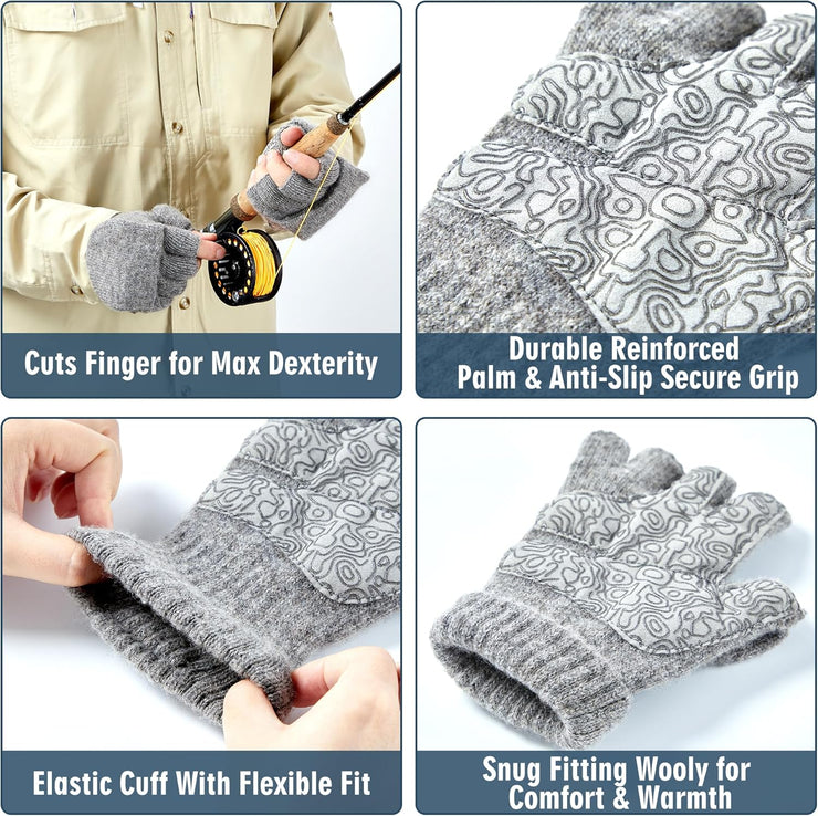 Convertible Wool Gloves for Men Women FG08