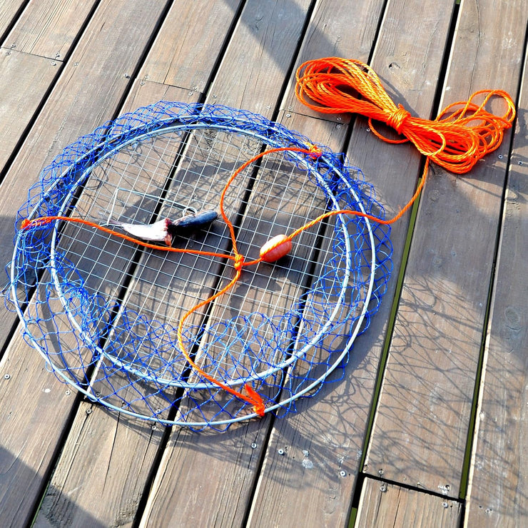 Palmyth Wire Grid Bottom Crab Nets Two Ring Crab Kit with Harness and Bait Clip 24” X 20” X 12”  FN01