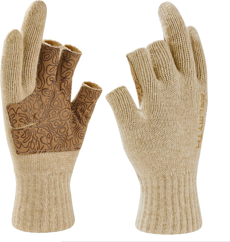 Wool Fishing Gloves 3-Cut Fingers Warm for Men and Women
