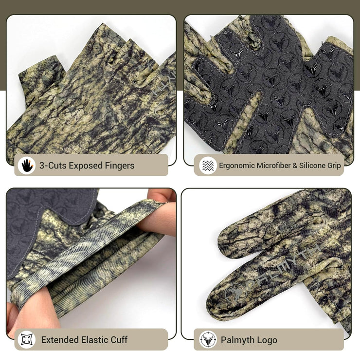 Palmyth Mens Hunting Gloves Lightweight Fingerless Camo Glove
