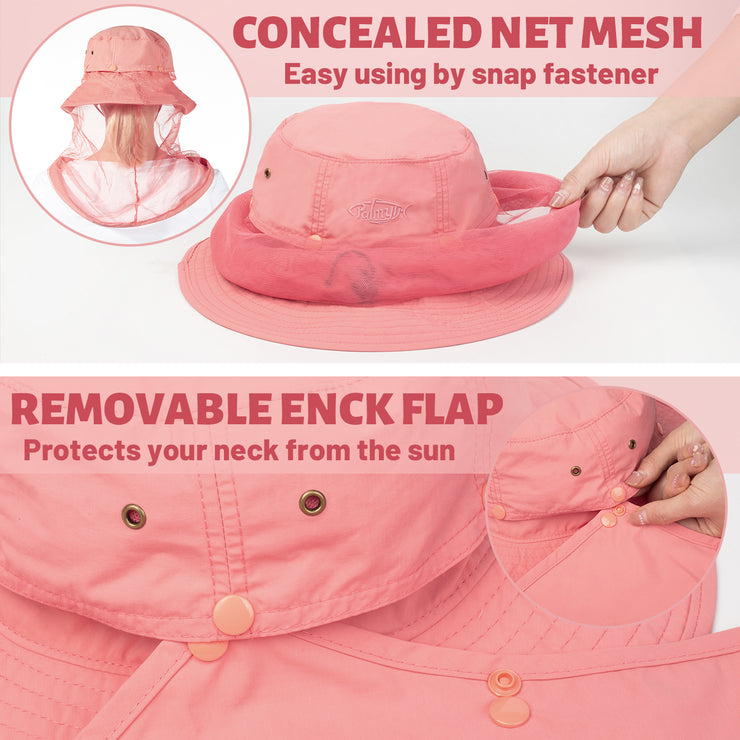 Safari Hats with Mosquito Net Hats-Coral